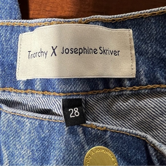 TRIARCHY X Josephine Skriver Jeans High Rise Relaxed Ripped Indigo Wash Size 28 - Picture 11 of 16